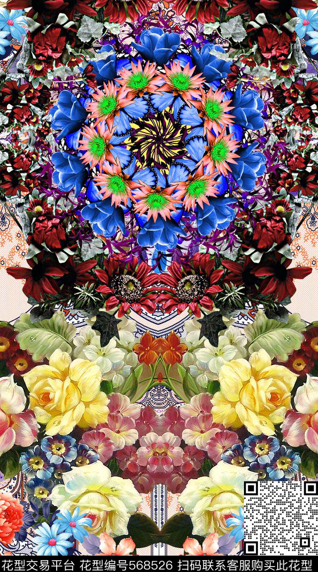 定位大牌花卉时尚民族花纹花卉定位数码印花华亿平台下载（图片编号: 568526） - 瓦栏（Walan）