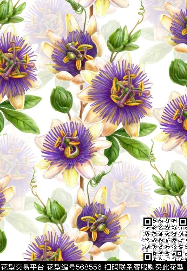 田园手绘幻彩朦胧花卉衬衫印花数码印花华亿平台下载（图片编号: 568556） - 瓦栏（Walan）