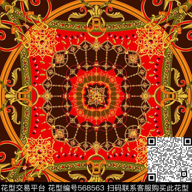 欧式宫廷风复古珠宝方巾传统印花华亿平台下载（图片编号: 568563） - 瓦栏（Walan）
