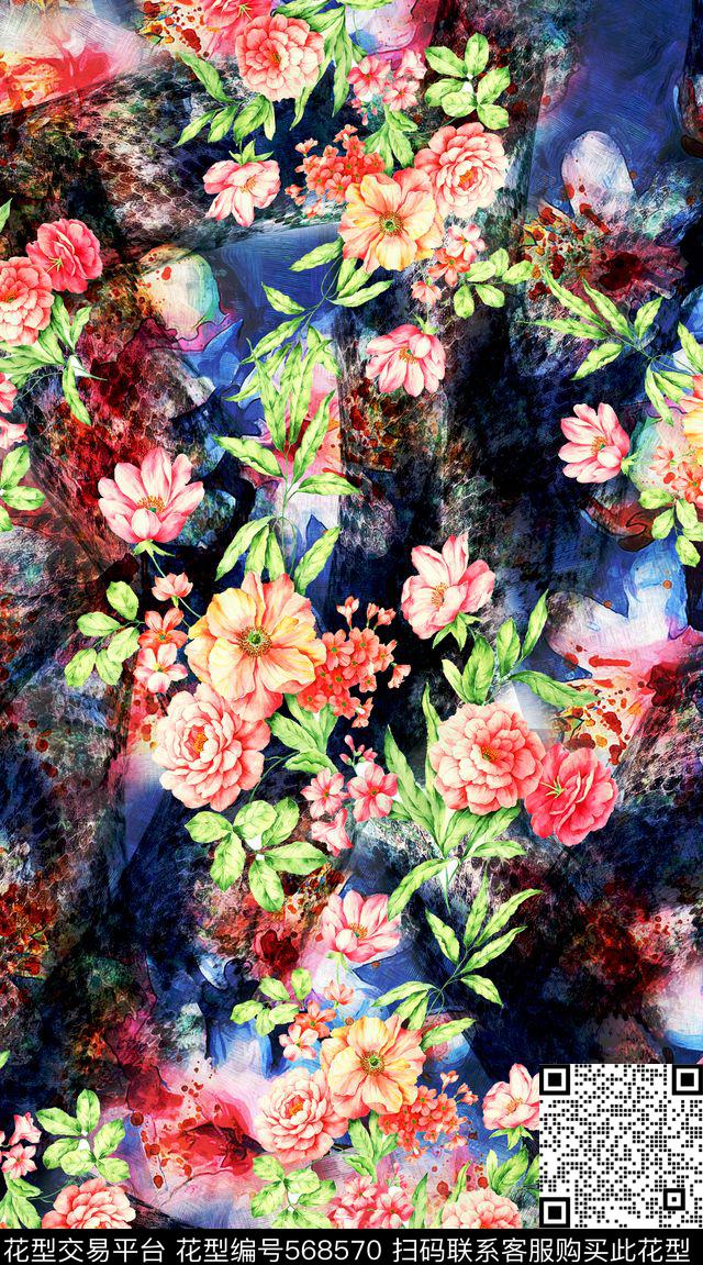 创意服装面料创意图案设计花卉数码印花华亿平台下载（图片编号: 568570） - 瓦栏（Walan）