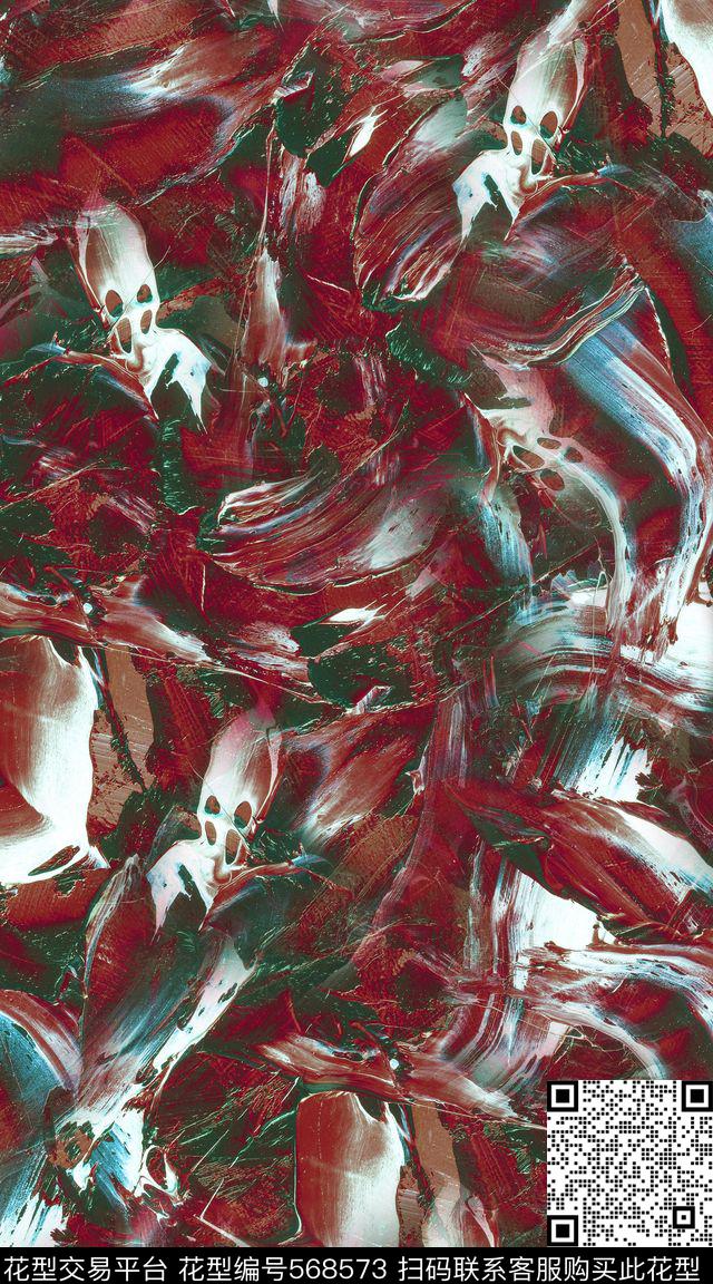 时尚潮流油画笔触肌理趣味数码印花华亿平台下载（图片编号: 568573） - 瓦栏（Walan）