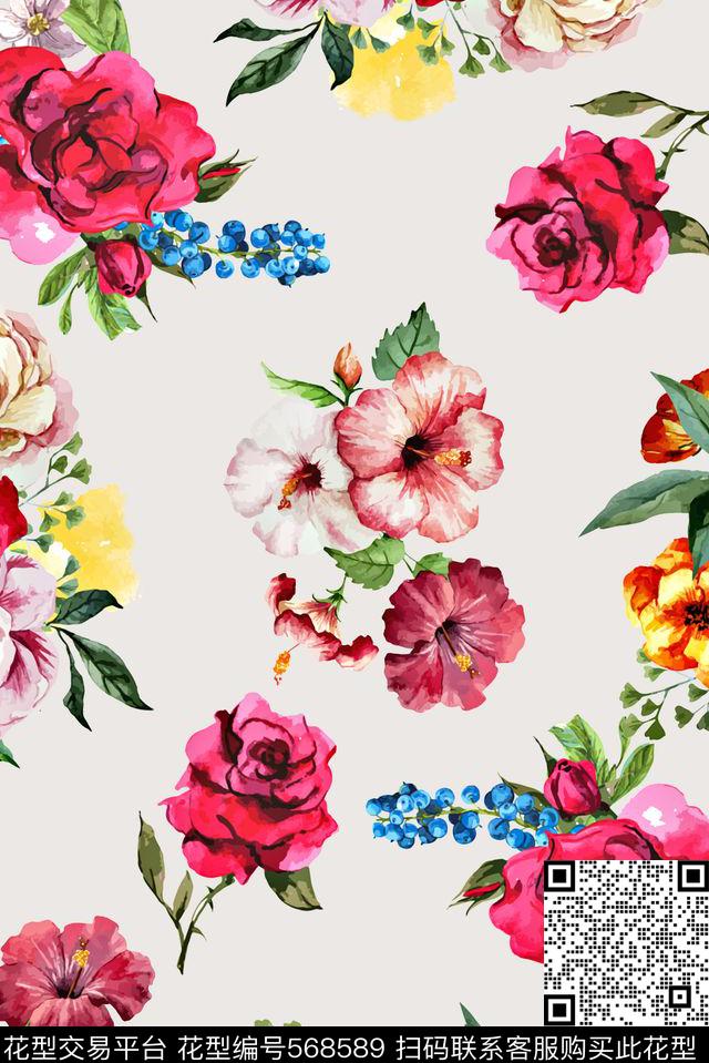 花卉家纺满版数码印花华亿平台下载（图片编号: 568589） - 瓦栏（Walan）