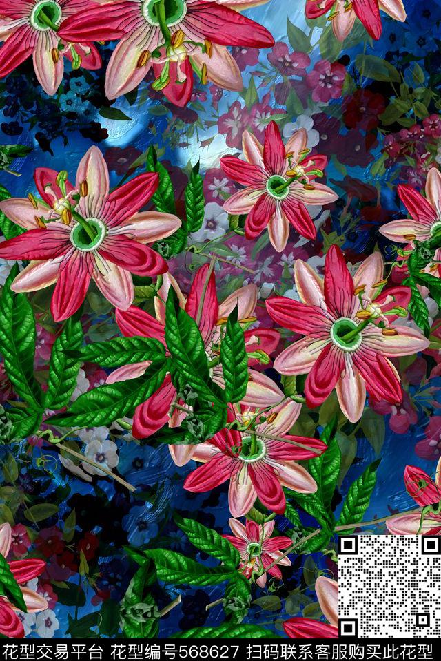 花卉青春民族风数码印花华亿平台下载（图片编号: 568627） - 瓦栏（Walan）