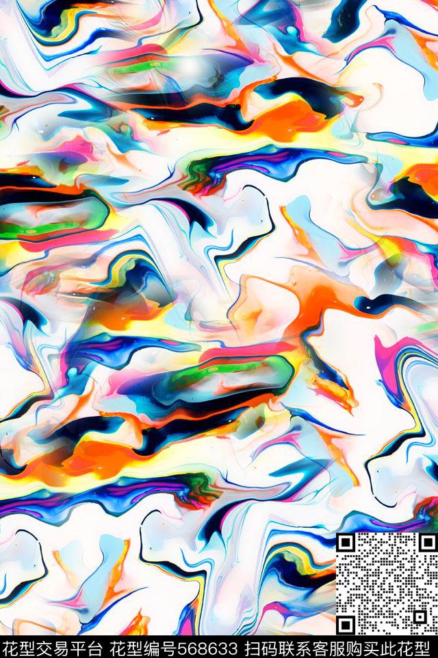 抽象肌理液化数码印花华亿平台下载（图片编号: 568633） - 瓦栏（Walan）