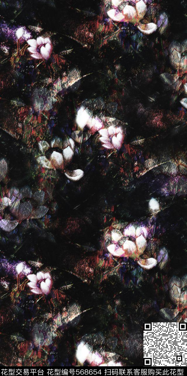 复古花卉复古男装抽象荷花花卉数码印花华亿平台下载（图片编号: 568654） - 瓦栏（Walan）