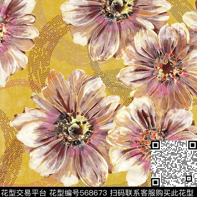 时尚花卉传统印花华亿平台下载（图片编号: 568673） - 瓦栏（Walan）