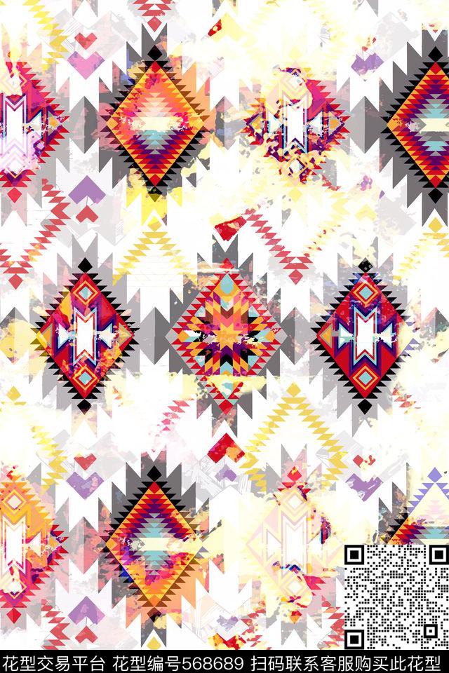 流行色块休闲数码印花华亿平台下载（图片编号: 568689） - 瓦栏（Walan）