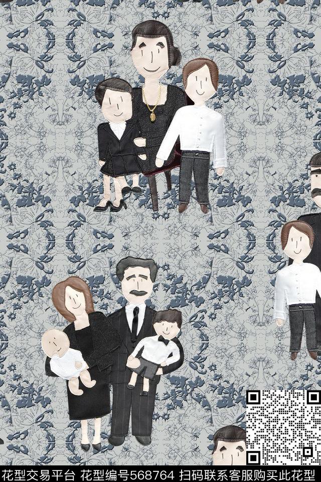 小清新花卉卡通人物墙纸华亿平台女士休闲装面料数码印花华亿平台下载（图片编号: 568764） - 瓦栏（Walan）