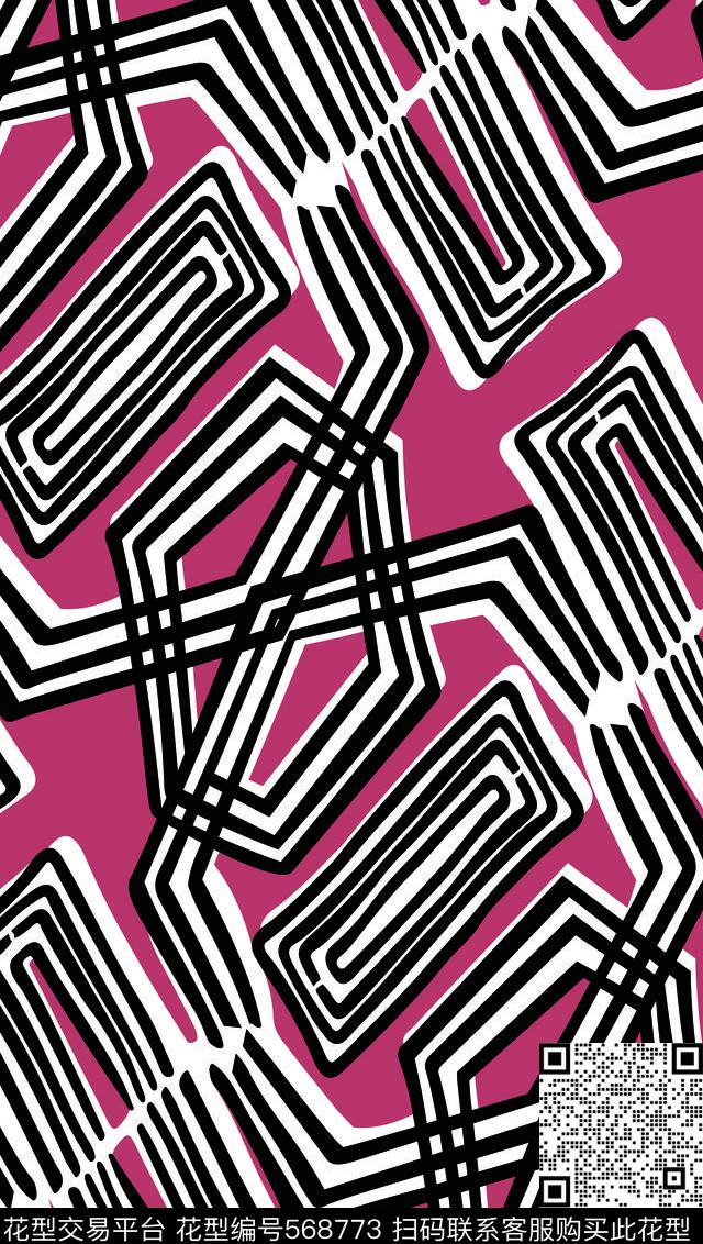 抽象花卉几何小翠花传统印花华亿平台下载（图片编号: 568773） - 瓦栏（Walan）