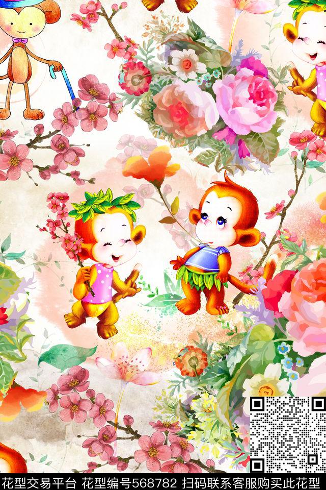 卡通插画欧式花卉油画数码印花华亿平台下载（图片编号: 568782） - 瓦栏（Walan）