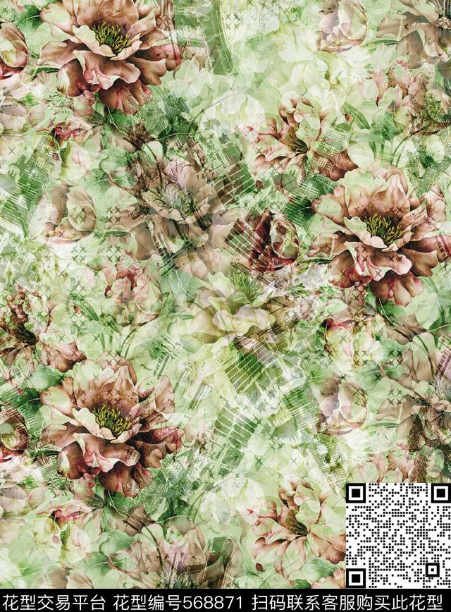 花卉家纺沙发布艺建筑数码印花华亿平台下载（图片编号: 568871） - 瓦栏（Walan）