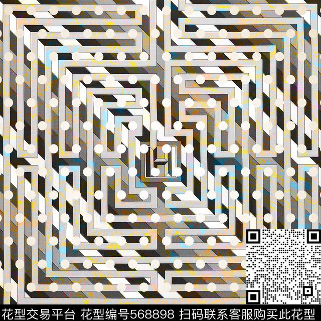 潮流时尚几何丝巾数码印花华亿平台下载（图片编号: 568898） - 瓦栏（Walan）