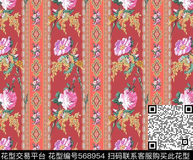 花卉民族风时尚传统印花华亿平台下载（图片编号: 568954） - 瓦栏（Walan）