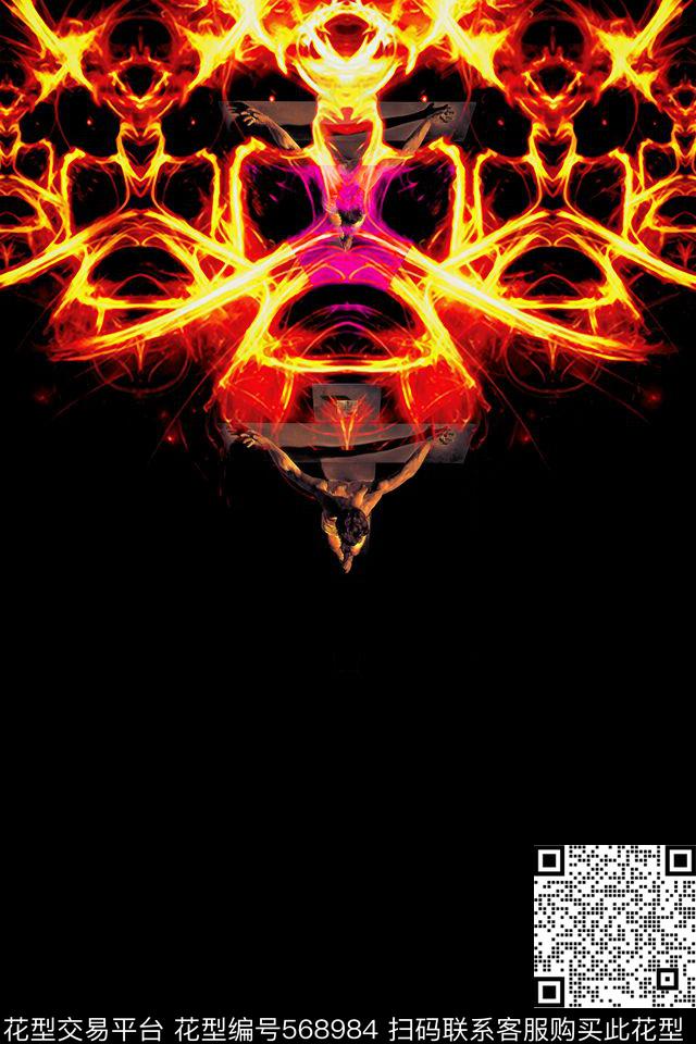 抽象定位男装T恤卫衣夹克外套骷髅头十字架宗教人物数码印花华亿平台下载（图片编号: 568984） - 瓦栏（Walan）