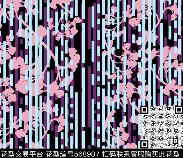 抽象花卉几何几何条子传统印花华亿平台下载（图片编号: 568987） - 瓦栏（Walan）