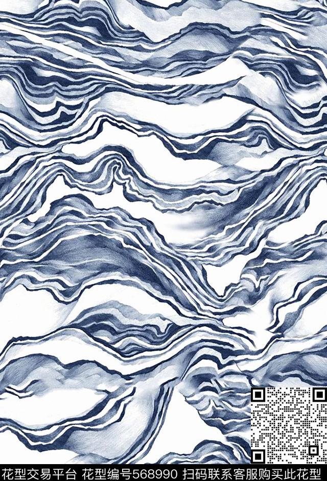 纹理抽象水墨数码印花华亿平台下载（图片编号: 568990） - 瓦栏（Walan）