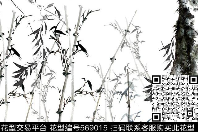 水墨山水中国风传统印花华亿平台下载（图片编号: 569015） - 瓦栏（Walan）