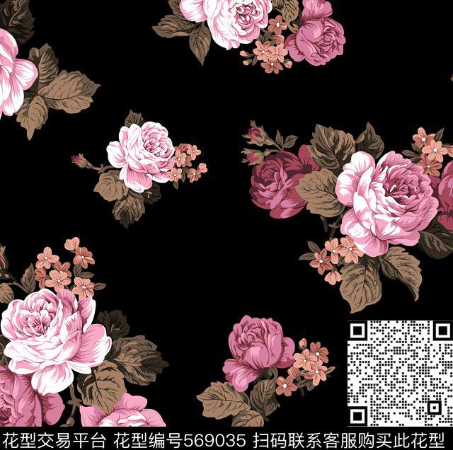 大花仿古花传统印花华亿平台下载（图片编号: 569035） - 瓦栏（Walan）