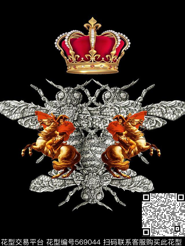 潮流皇冠骑士昆虫数码印花华亿平台下载（图片编号: 569044） - 瓦栏（Walan）