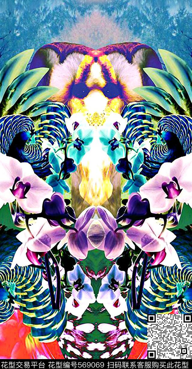花卉定位印花几何数码印花华亿平台下载（图片编号: 569069） - 瓦栏（Walan）
