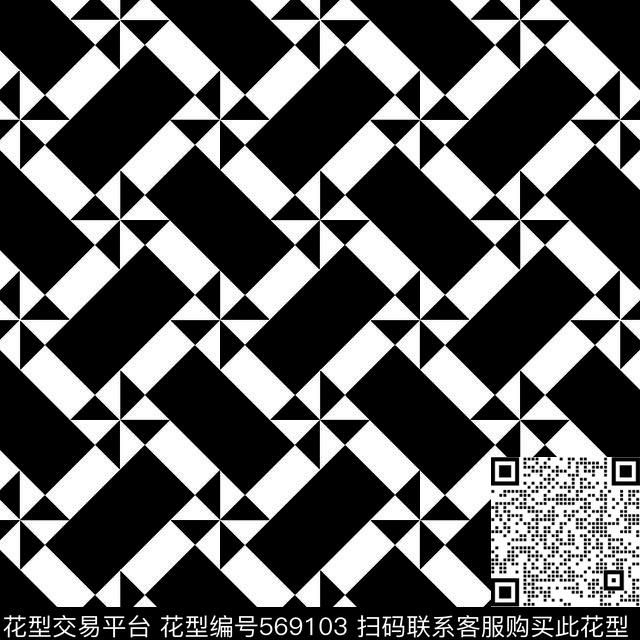 黑白几何图形四方连续传统华亿平台1传统华亿平台1黑白传统印花华亿平台下载（图片编号: 569103） - 瓦栏（Walan）