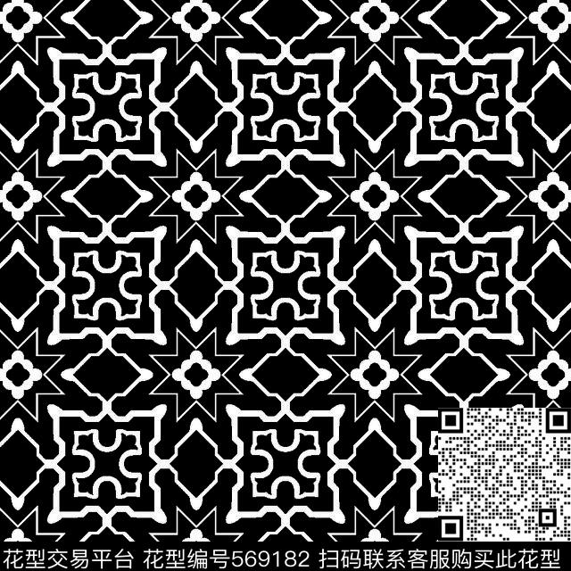几何图形黑白传统纹样华亿平台黑白传统传统印花华亿平台下载（图片编号: 569182） - 瓦栏（Walan）