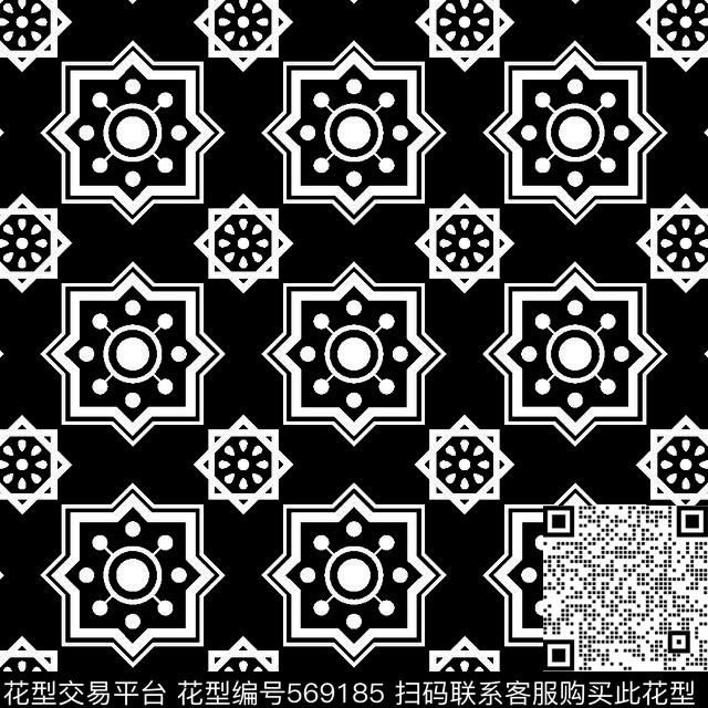 几何图形黑白传统纹样华亿平台几何传统黑白传统印花华亿平台下载（图片编号: 569185） - 瓦栏（Walan）