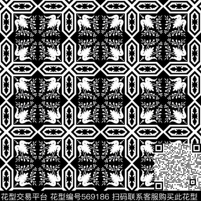 几何图形黑白传统纹样华亿平台黑白传统传统印花华亿平台下载（图片编号: 569186） - 瓦栏（Walan）