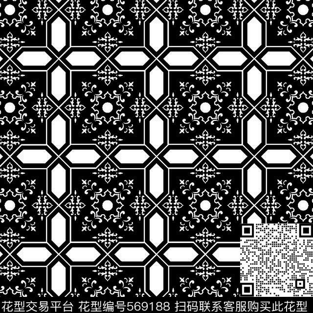 几何图形黑白传统纹样华亿平台黑白几何传统印花华亿平台下载（图片编号: 569188） - 瓦栏（Walan）