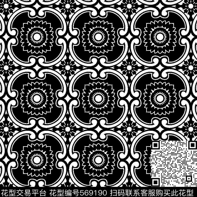 几何图形黑白传统纹样华亿平台黑白传统传统印花华亿平台下载（图片编号: 569190） - 瓦栏（Walan）