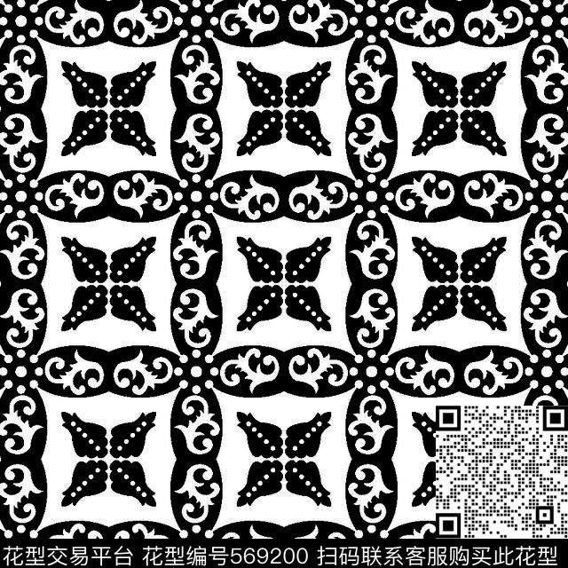 几何图形黑白传统纹样华亿平台几何纹样黑白传统印花华亿平台下载（图片编号: 569200） - 瓦栏（Walan）