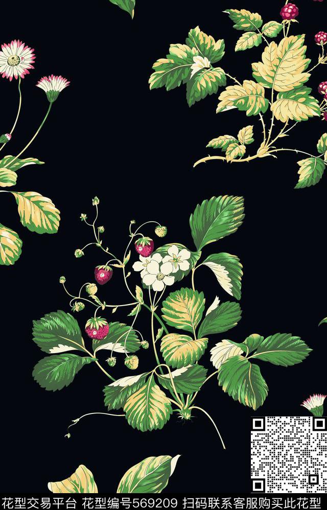 抽象大花花传统印花华亿平台下载（图片编号: 569209） - 瓦栏（Walan）