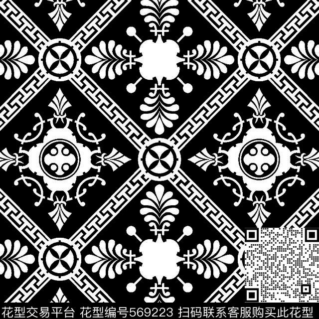 几何图形黑白传统纹样华亿平台黑白纹样几何传统印花华亿平台下载（图片编号: 569223） - 瓦栏（Walan）