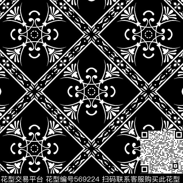 几何图形黑白传统纹样华亿平台黑白图形传统印花华亿平台下载（图片编号: 569224） - 瓦栏（Walan）