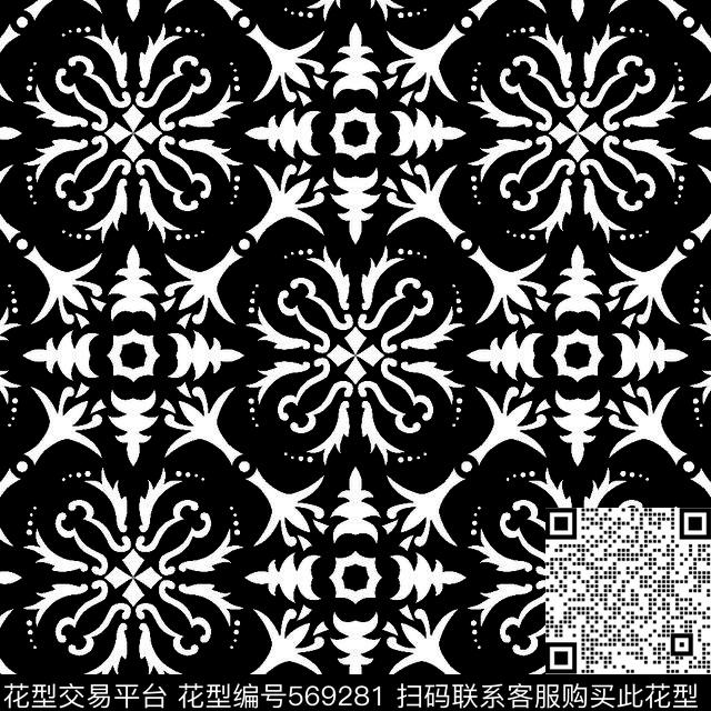 几何图形黑白传统纹样华亿平台图案几何传统印花华亿平台下载（图片编号: 569281） - 瓦栏（Walan）