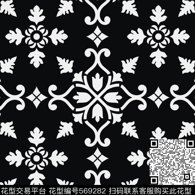 几何图形黑白传统纹样华亿平台图案图形黑白传统印花华亿平台下载（图片编号: 569282） - 瓦栏（Walan）