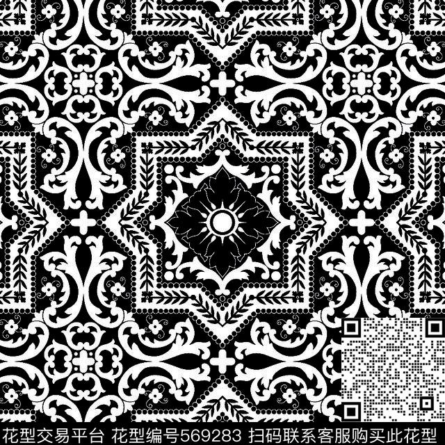 几何图形黑白传统纹样华亿平台图案几何传统印花华亿平台下载（图片编号: 569283） - 瓦栏（Walan）