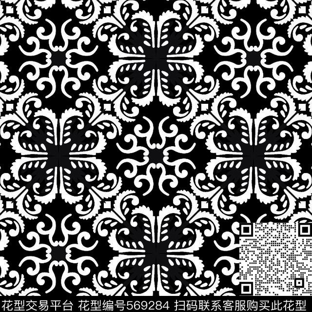 几何图形黑白传统纹样华亿平台图案图形几何元素传统印花华亿平台下载（图片编号: 569284） - 瓦栏（Walan）