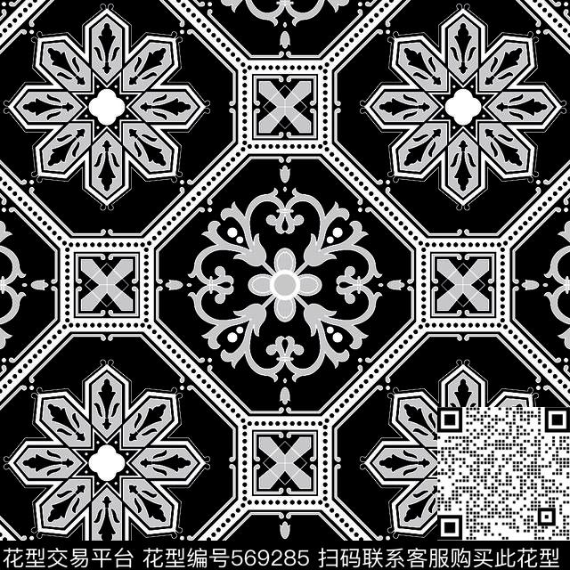 几何图形黑白传统纹样华亿平台图案几何图形黑白传统印花华亿平台下载（图片编号: 569285） - 瓦栏（Walan）