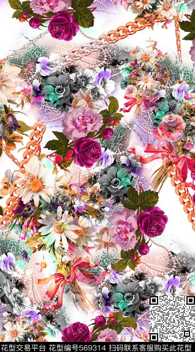创意服装面料创意图案设计花卉数码印花华亿平台下载（图片编号: 569314） - 瓦栏（Walan）