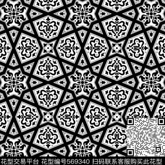 几何图形黑白传统纹样华亿平台黑白几何图形图案传统印花华亿平台下载（图片编号: 569340） - 瓦栏（Walan）