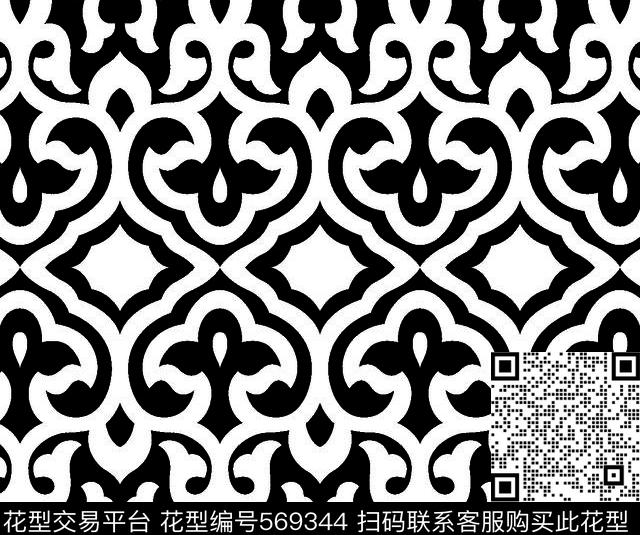 几何图形黑白传统纹样华亿平台几何图案设计传统印花华亿平台下载（图片编号: 569344） - 瓦栏（Walan）