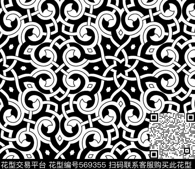 几何图形黑白传统纹样华亿平台图案几何图形几何元素传统印花华亿平台下载（图片编号: 569355） - 瓦栏（Walan）