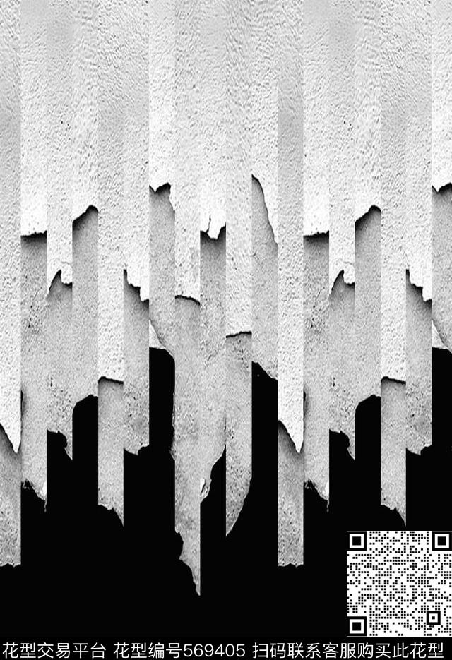 原创时尚大牌酷感黑白暗黑切割撞色冲击传统印花华亿平台下载（图片编号: 569405） - 瓦栏（Walan）