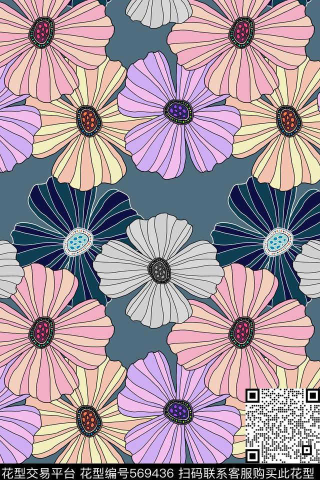 花朵潮流创意传统印花华亿平台下载（图片编号: 569436） - 瓦栏（Walan）