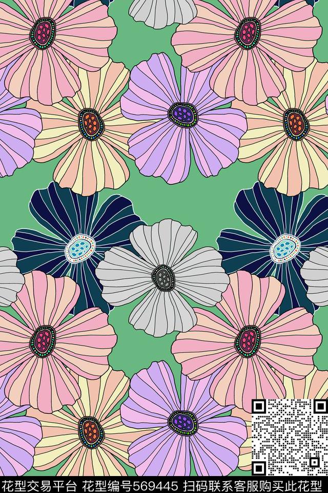 花朵潮流创意传统印花华亿平台下载（图片编号: 569445） - 瓦栏（Walan）