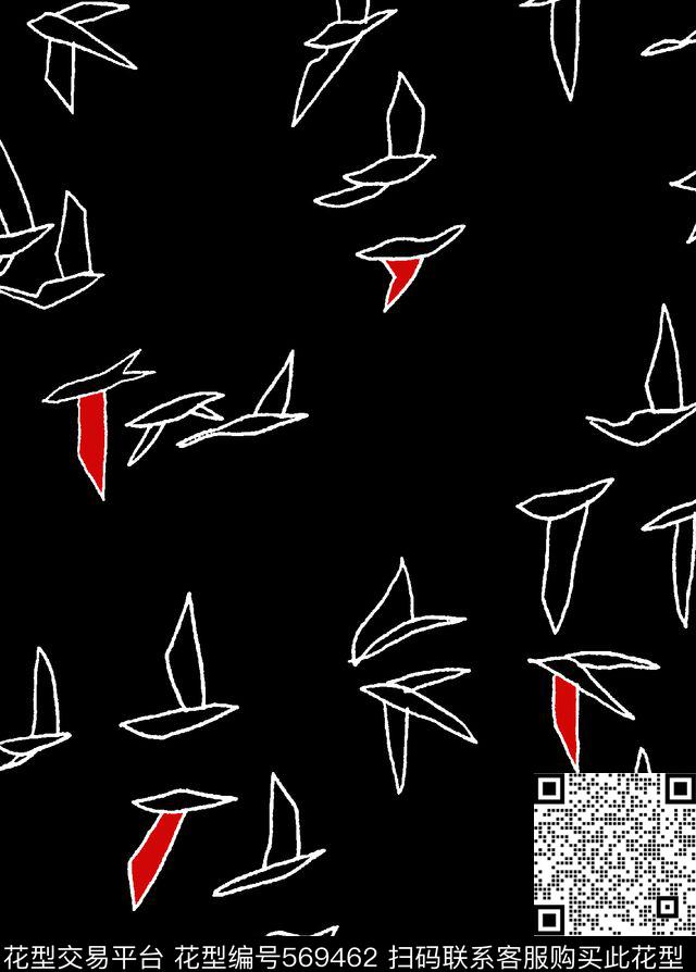 时尚潮流几何飞鸟传统印花华亿平台下载（图片编号: 569462） - 瓦栏（Walan）