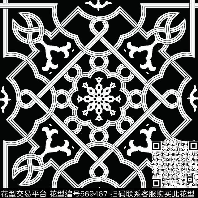 几何图形黑白传统纹样华亿平台图案设计图形几何传统印花华亿平台下载（图片编号: 569467） - 瓦栏（Walan）