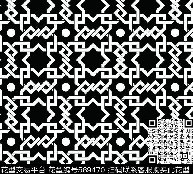 黑白四方连续几何图形传统纹样华亿平台001四方黑白图形图案传统印花华亿平台下载（图片编号: 569470） - 瓦栏（Walan）