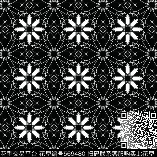 黑白四方连续几何图形传统纹样华亿平台图形元素图案几何传统印花华亿平台下载（图片编号: 569480） - 瓦栏（Walan）